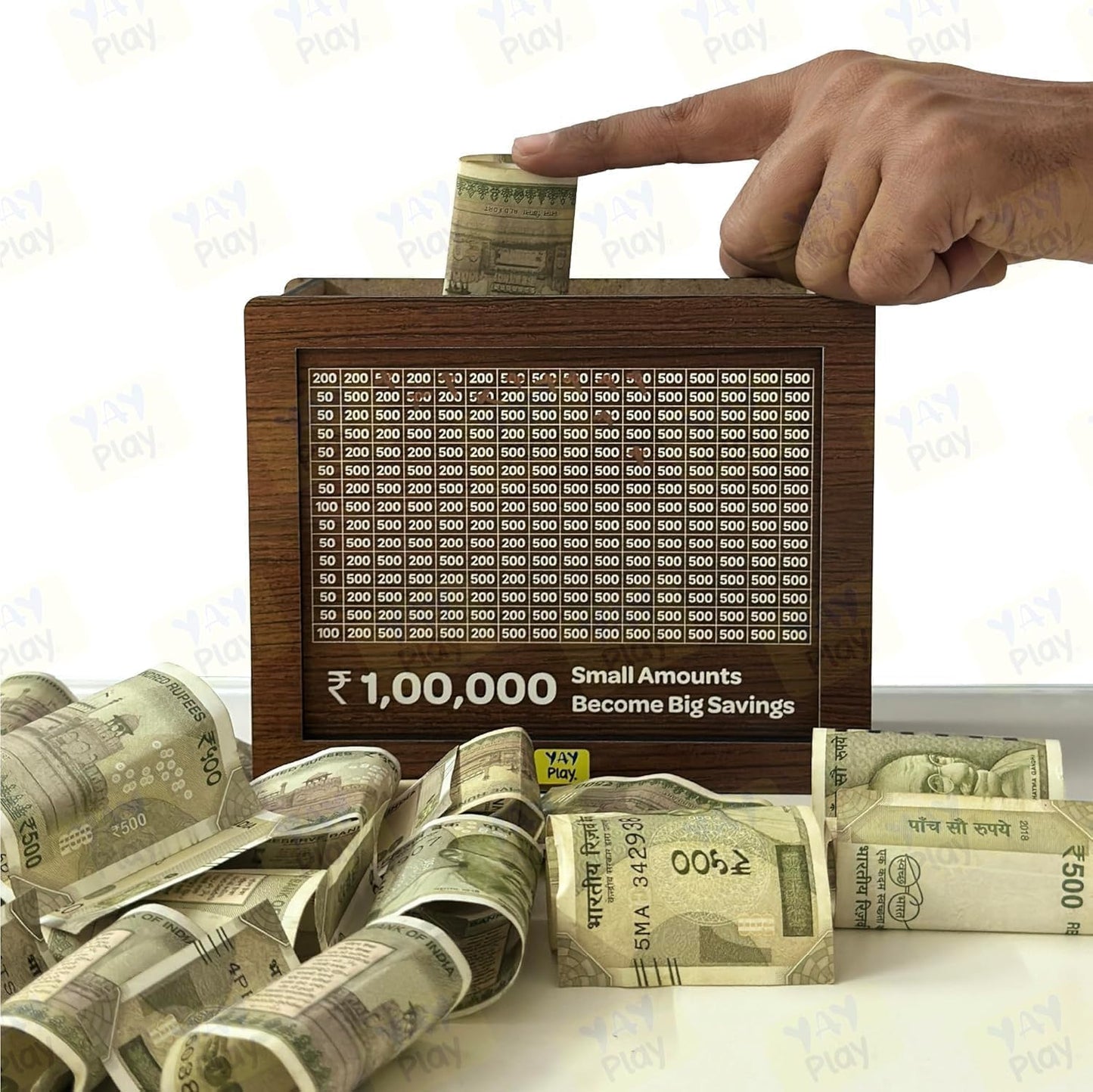 Wooden Money Saving Box – Save ₹1,00,000 with Style & Motivation