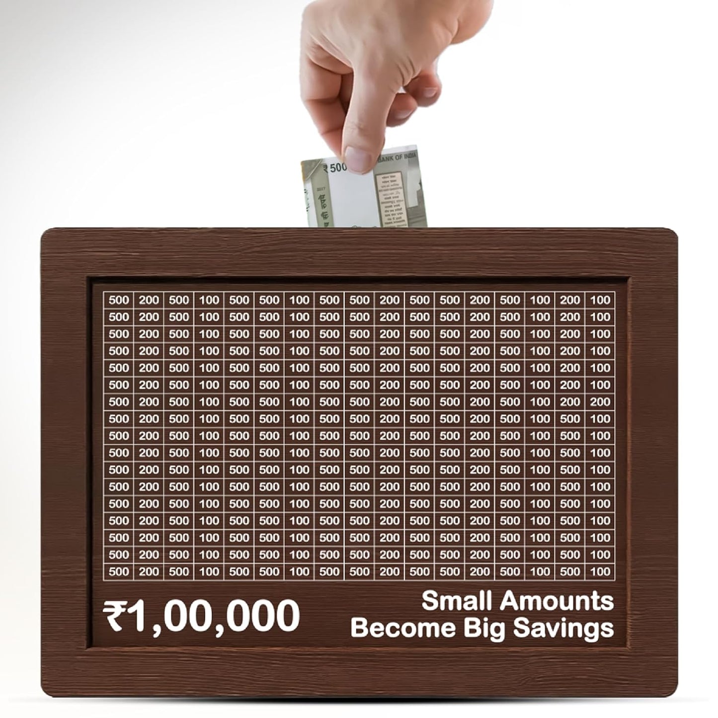Wooden Money Saving Box – Save ₹1,00,000 with Style & Motivation
