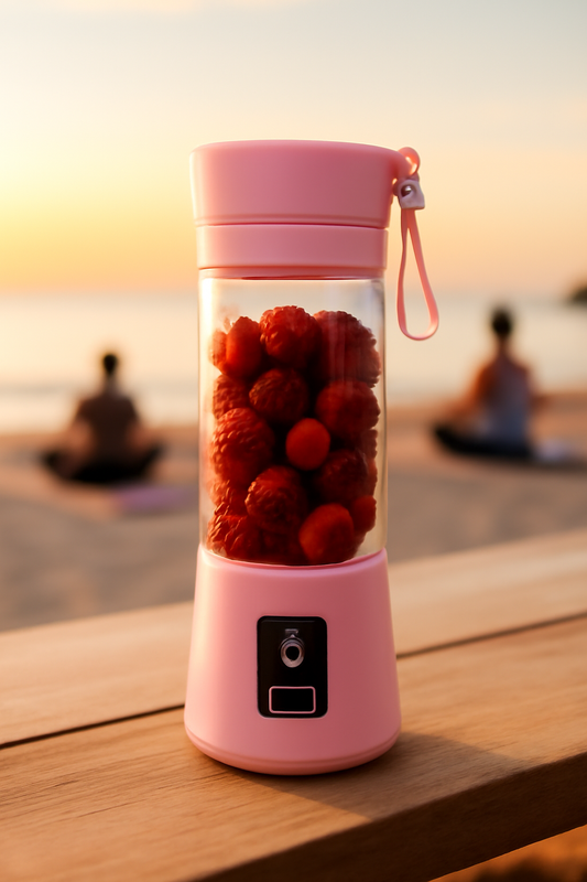 Blend Buddy (portable juicer bottle) - Evokes freshness, energy, and dynamic blending.